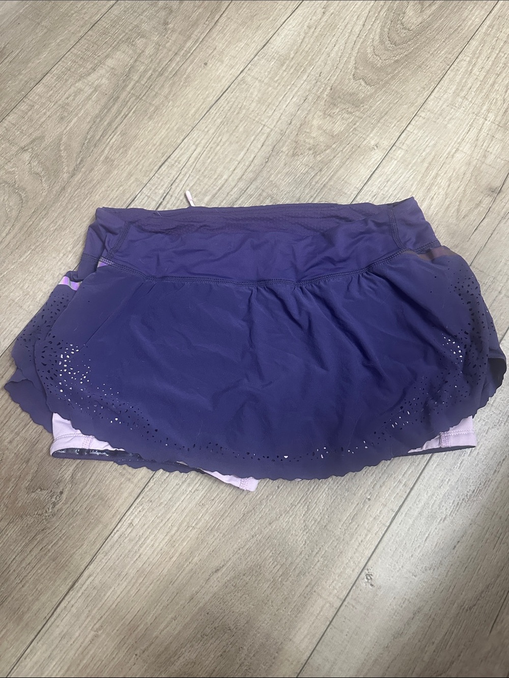 Purple LuLulemon Run a Marathon Athletic Skirt with contrasting Built-in Shorts